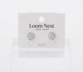 Loom Nest Elegant Round Crystal Halo Stud Earrings for Women – Premium 925 Silver Finish
