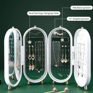 This Folding Screen Jewelry Organizer offers a stylish, compact way to store and display accessories.