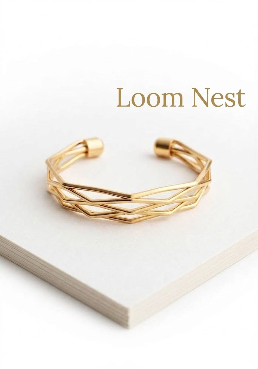 Minimalist Geometric Gold Bangle | Elegant Open Cuff Bracelet